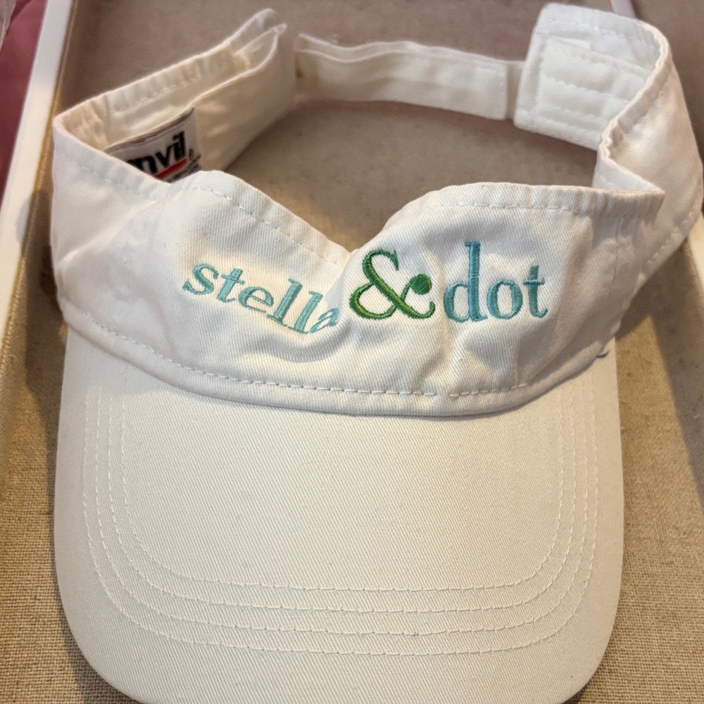 Stella & Dot Cream Visor with Teal Logo